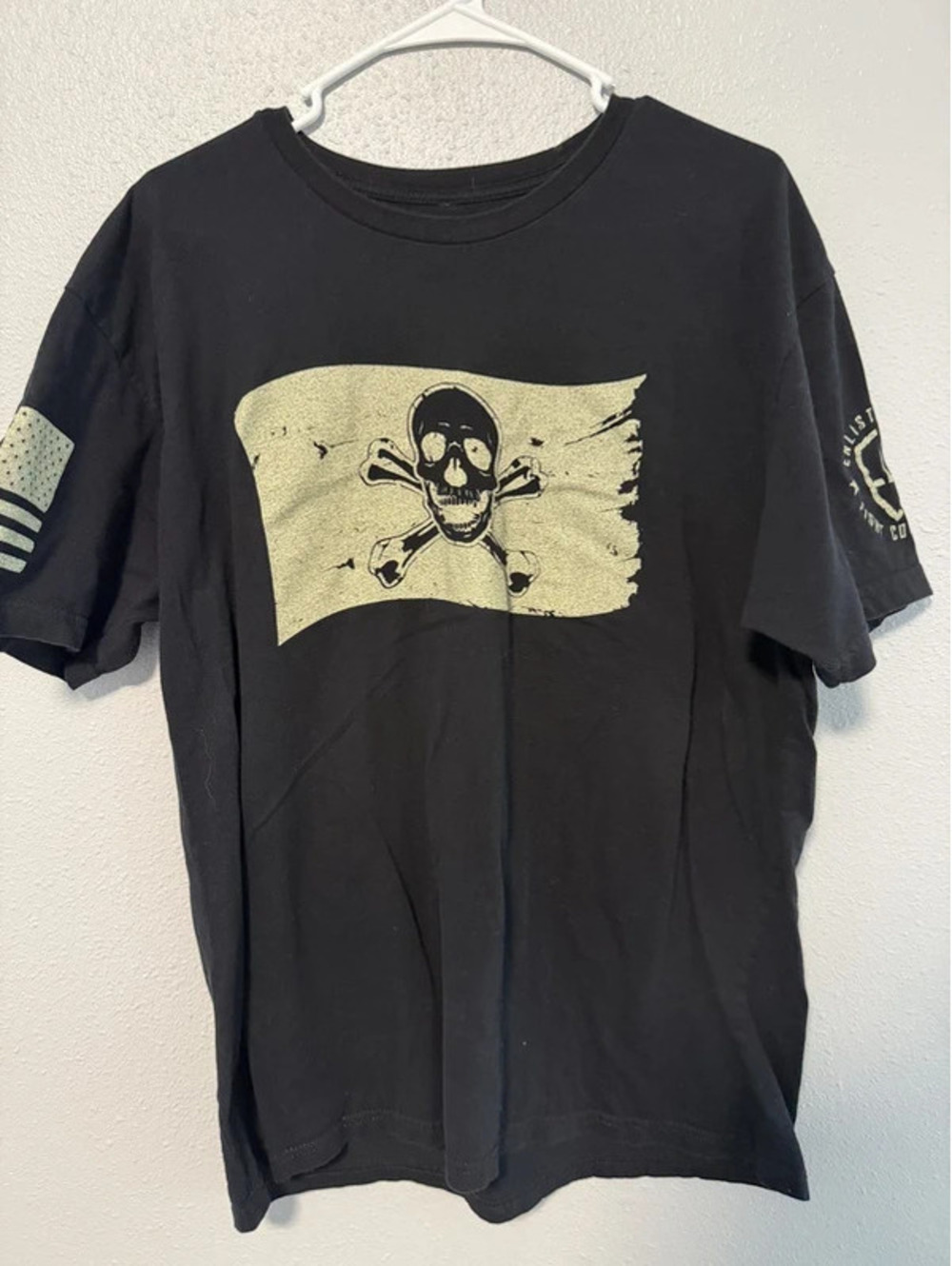# 6062  Grunt Style Skull American Flag Black Graphic T-Shirt XL